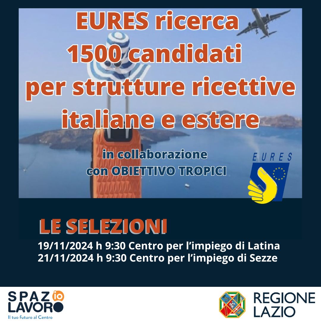 Reclutamento EURES Lazio – 1500 persone per Obiettivo Tropici